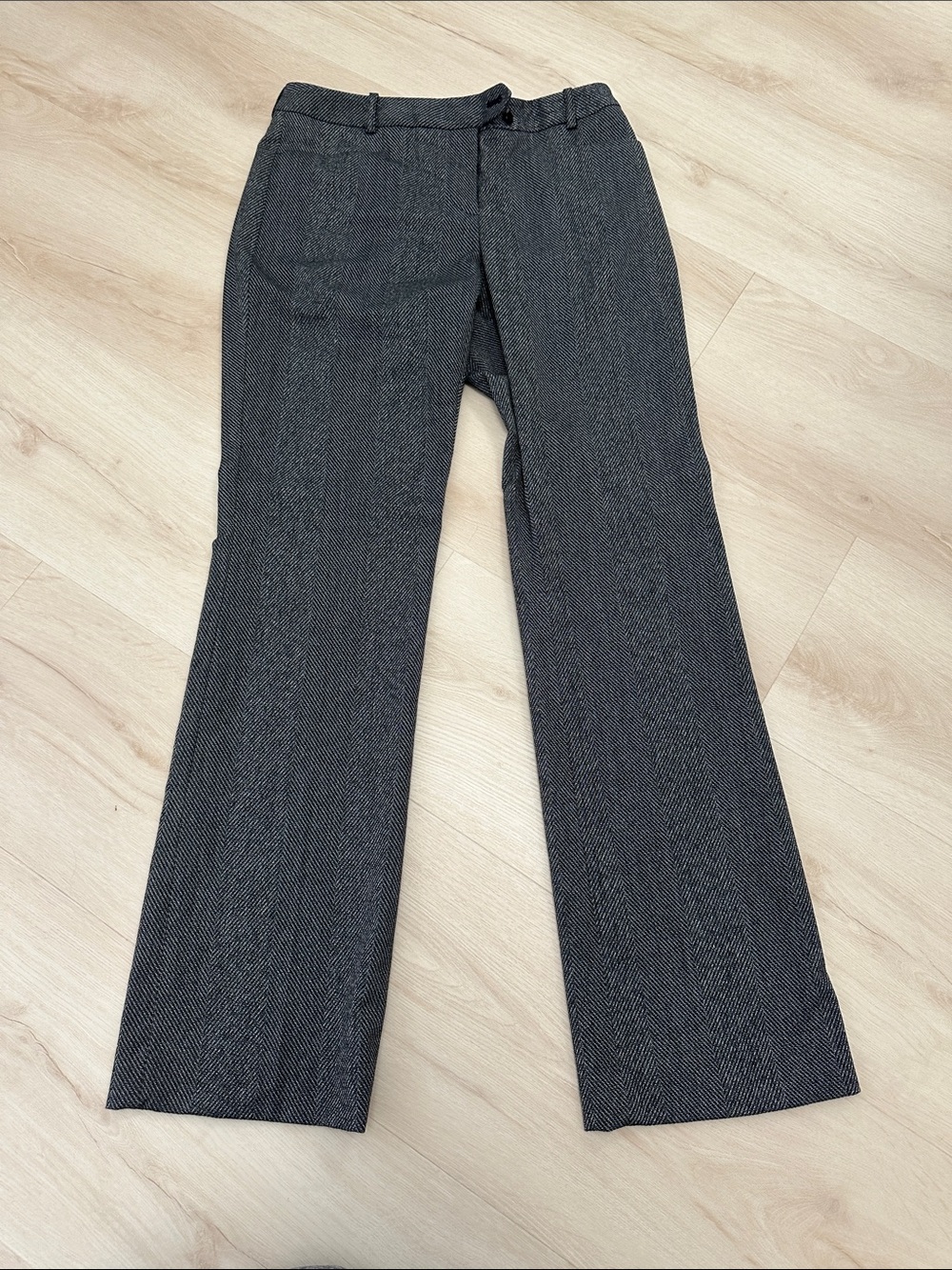 Calvin Klein Women's Dark Gray Herringbone Trousers